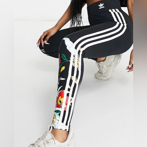 adidas Pants - Adidas women’s Originals HER studio London floral black leggings tights small